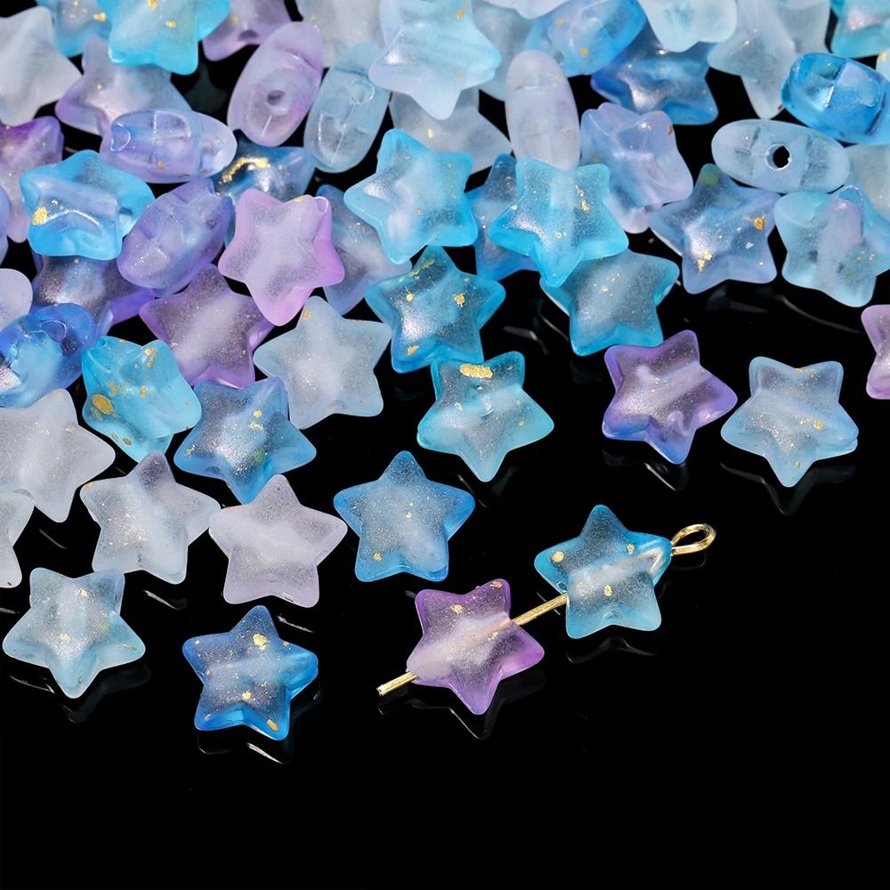 Acrylic Star Beads 10mm Sparkling DIY Jewelry Making Set 50 Pieces 8