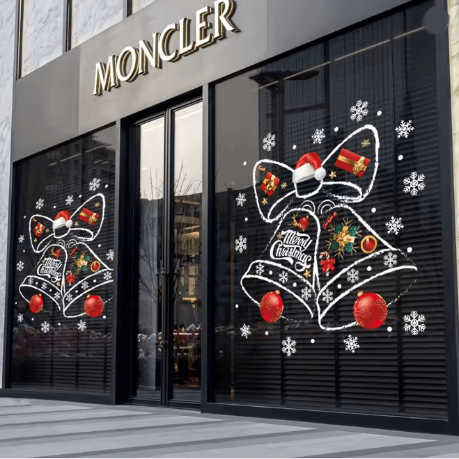 Christmas Holiday Window Decor Sticker Clock Design