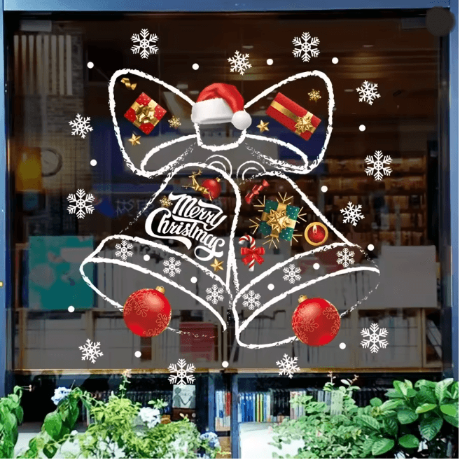 Christmas Holiday Window Decor Sticker Clock Design 1