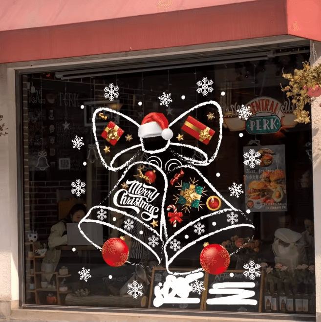 Christmas Holiday Window Decor Sticker Clock Design 4