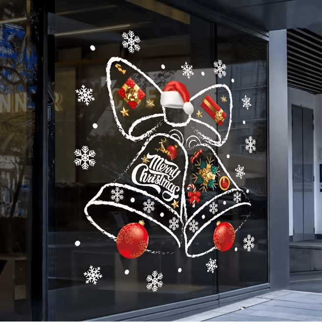Christmas Holiday Window Decor Sticker Clock Design 5