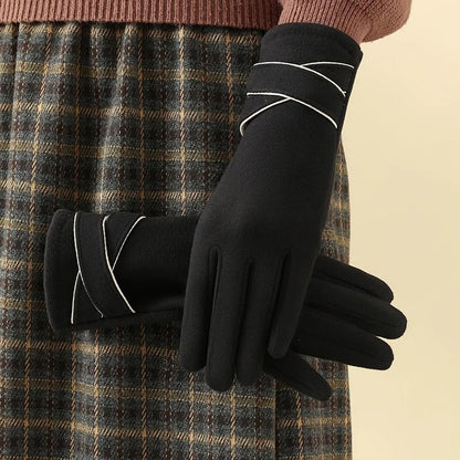 Women Winter Velvet Warm Gloves Windproof Cycling And Driving 1