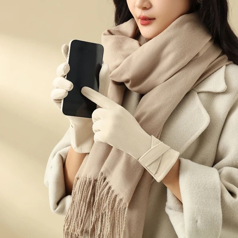 Women Winter Velvet Warm Gloves Windproof Cycling And Driving 3