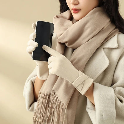 Women Winter Velvet Warm Gloves Windproof Cycling And Driving 3