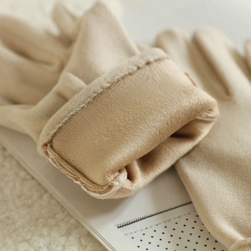 Women Winter Velvet Warm Gloves Windproof Cycling And Driving 4