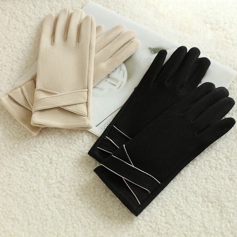 Women Winter Velvet Warm Gloves Windproof Cycling And Driving 5