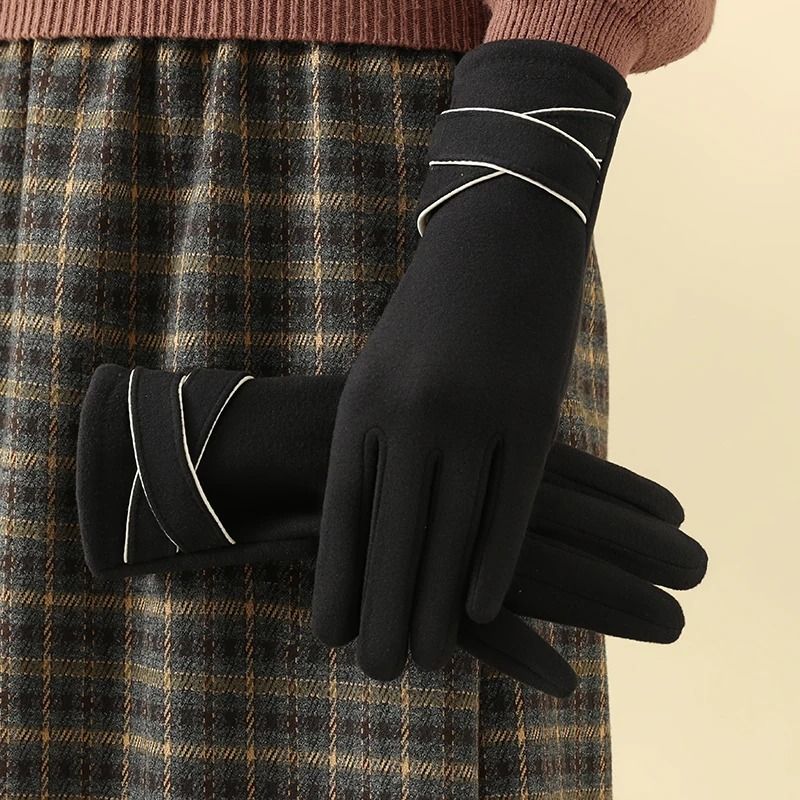 Women Winter Velvet Warm Gloves Windproof Cycling And Driving 6