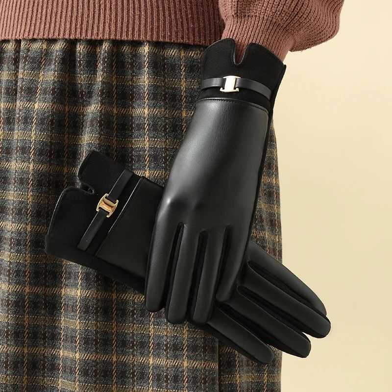 Women Winter Fleece Lined Touch Screen Cycling And Driving Gloves 1