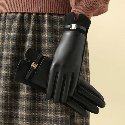 Women Winter Fleece Lined Touch Screen Cycling And Driving Gloves 1