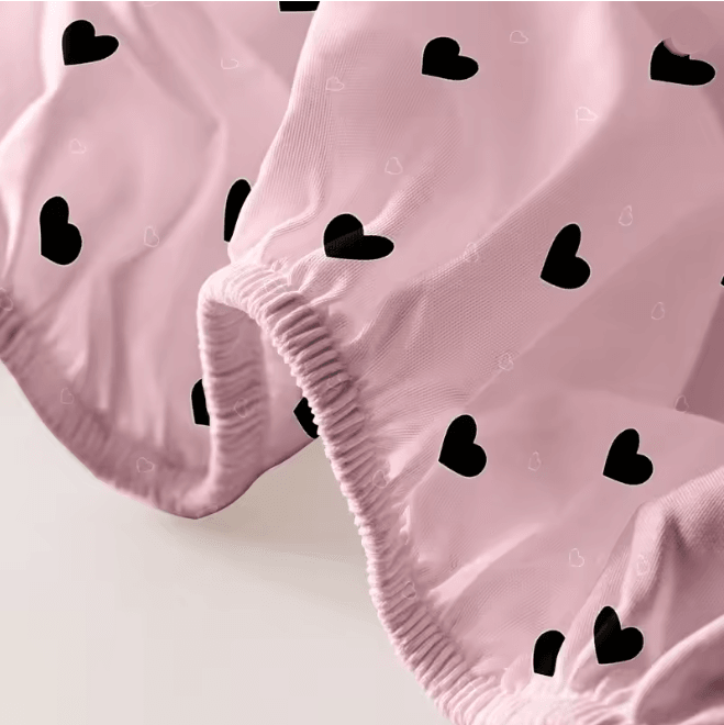 Heart Geometry Printed Matte Fitted Bed Sheet 3