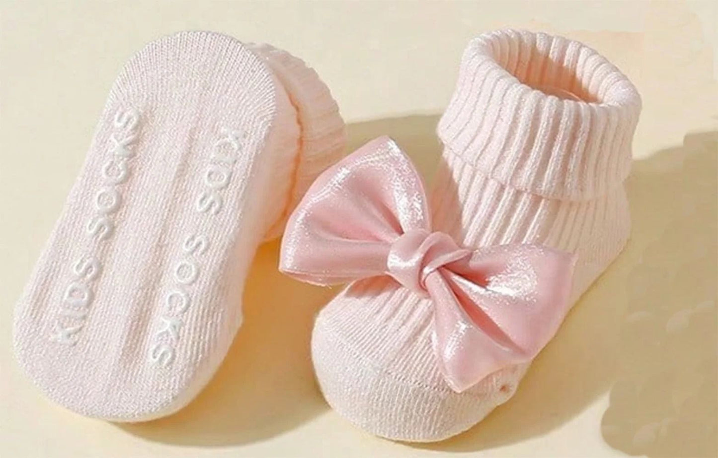 Toddler Socks With Bows Soft Cotton Anti Slip Baby Ankle Socks 4 Pairs 3