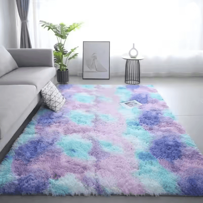 Tie Dye Soft Washable Non Slip Bedroom Rug 5