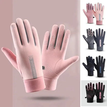 Women Autumn Winter Waterproof Anti Slip Cycling Gloves