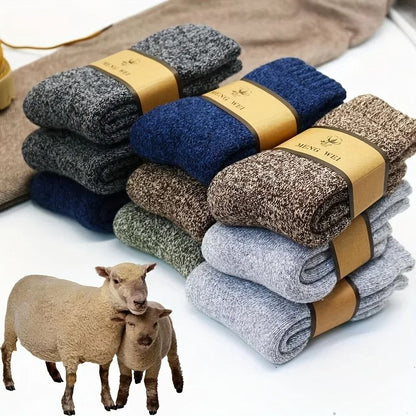 Men Winter Warm Thick Mid Calf Socks 3 Pairs