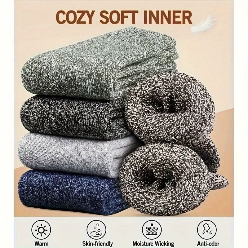Men Winter Warm Thick Mid Calf Socks 3 Pairs 3