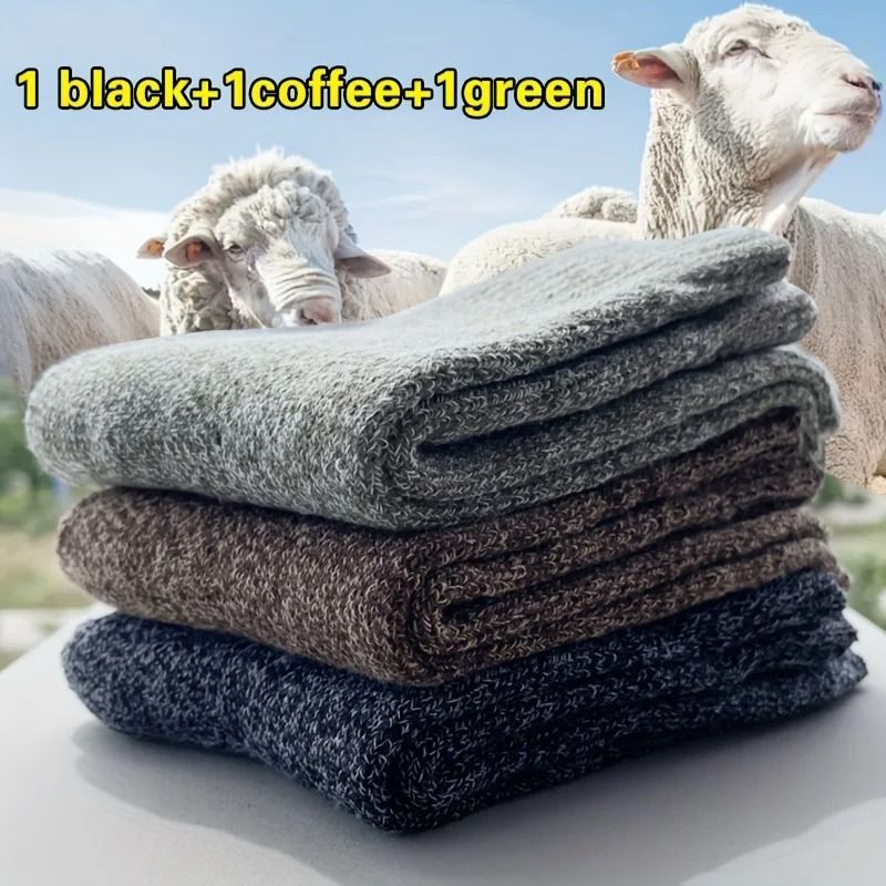 Men Winter Warm Thick Mid Calf Socks 3 Pairs 8