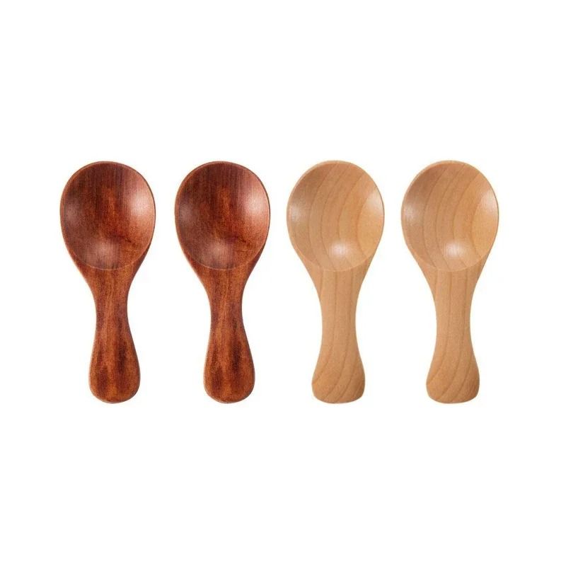Mini Wooden Kitchen Spoons Set 4 Pieces Small Spice And Coffee Scoops 9