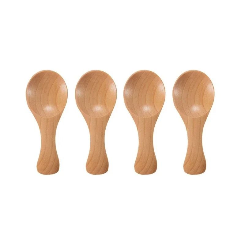 Mini Wooden Kitchen Spoons Set 4 Pieces Small Spice And Coffee Scoops 7