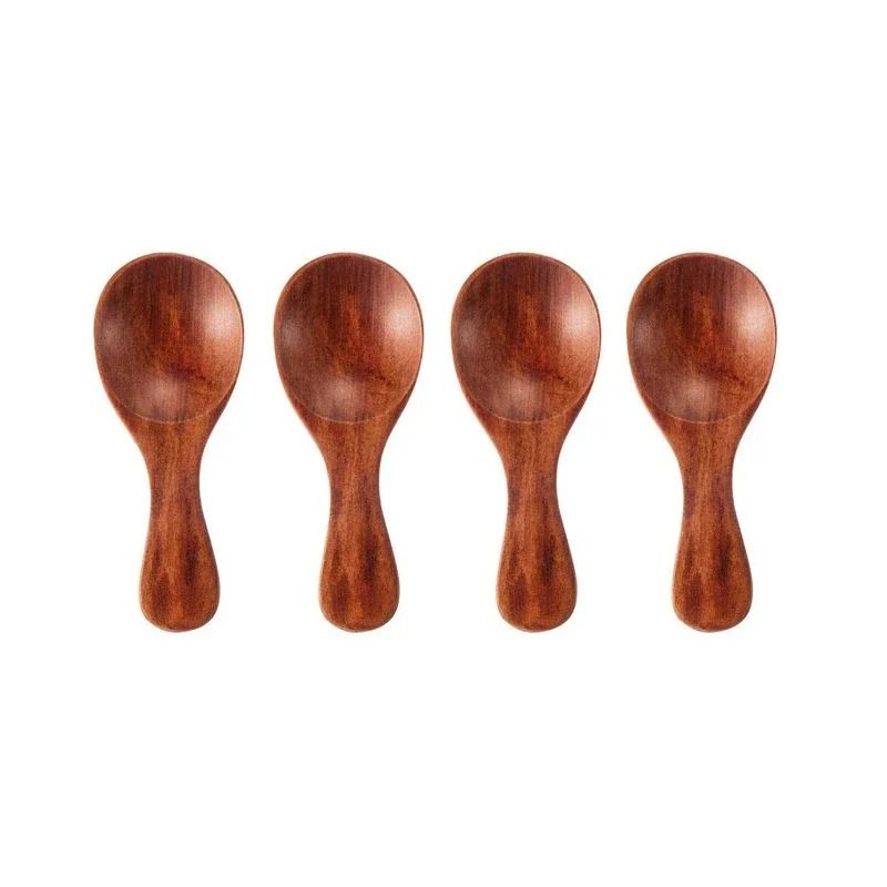 Mini Wooden Kitchen Spoons Set 4 Pieces Small Spice And Coffee Scoops 8