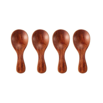 Mini Wooden Kitchen Spoons Set 4 Pieces Small Spice And Coffee Scoops 8