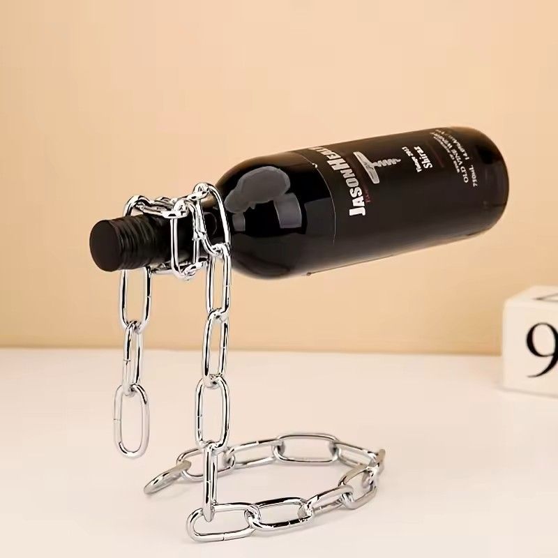 Creative Rope Wine Bottle Holder Snake Chain Suspension Display Rack For Home Decoration 4