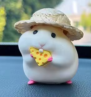 Hammy StrawHat Dashboard Buddy  Adorable Hamster Car Ornament For Your Ride 1