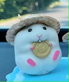 Hammy StrawHat Dashboard Buddy  Adorable Hamster Car Ornament For Your Ride 2