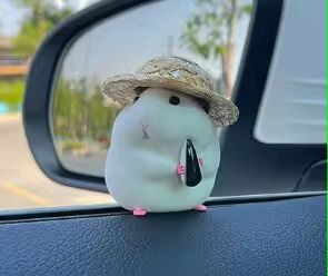 Hammy StrawHat Dashboard Buddy  Adorable Hamster Car Ornament For Your Ride 3