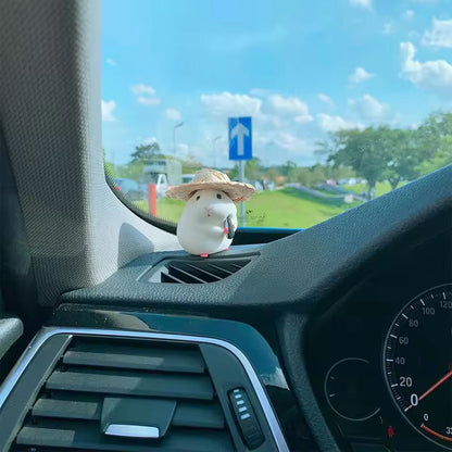 Hammy StrawHat Dashboard Buddy  Adorable Hamster Car Ornament For Your Ride 4