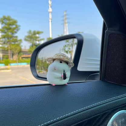 Hammy StrawHat Dashboard Buddy  Adorable Hamster Car Ornament For Your Ride 5