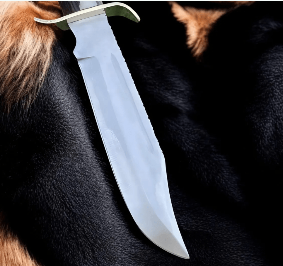 Handmade Carbon Steel Bowie Knife  Stag Antler Handle  WaterTempered Hunting Knife With Leather She 1