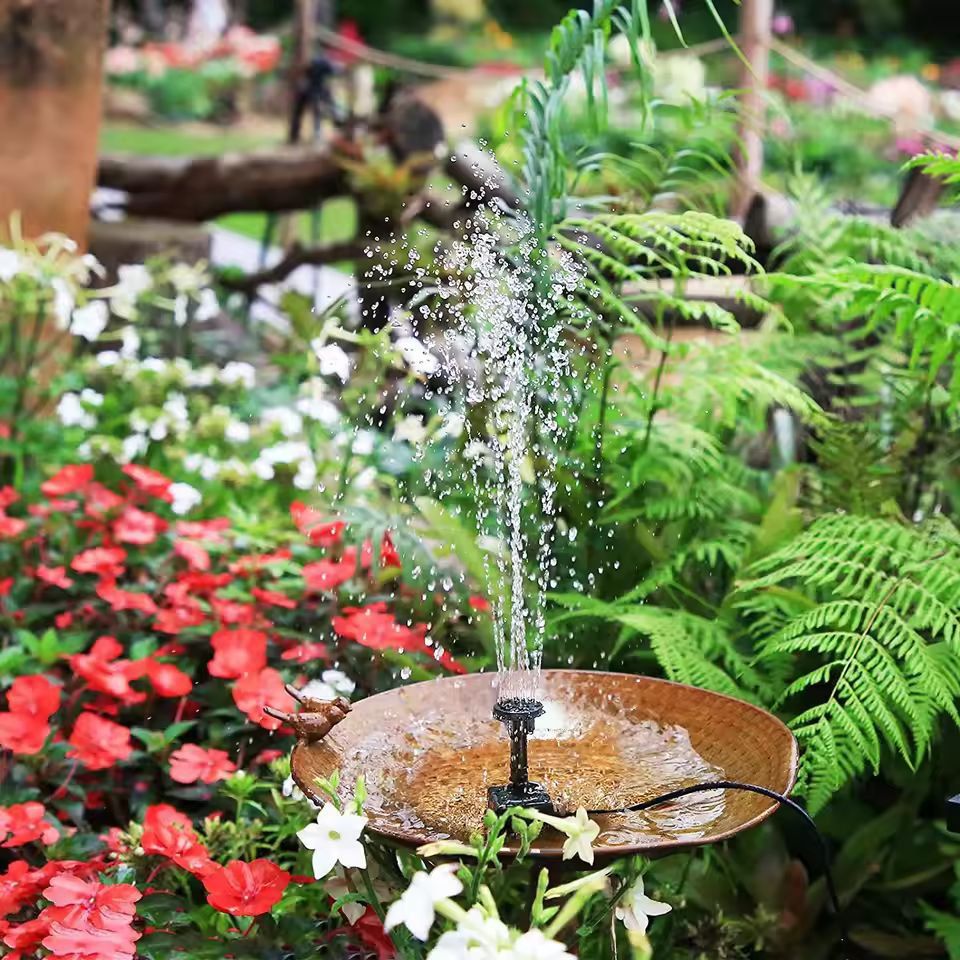 GardenSolar FlowMaster Solar Fountain Kit  Solar Panel Pump With 6 Nozzles For Pond  BirdBath Decor 6
