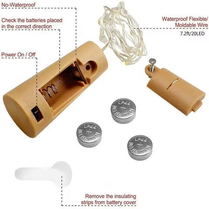 BottleGlow Premium Wine Bottle Cork String Lights  2 M Copper Wire Fairy Lights For Bars Weddings   4
