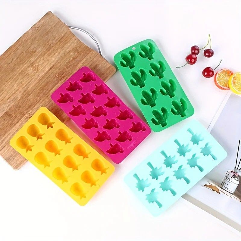 Hawaiian Cactus Pineapple Flamingo Silicone Ice Cube Tray Food Grade Flexible Ice Mold