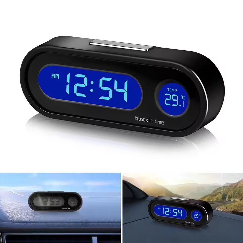 MiniCar Pro Dashboard Clock & Thermometer – Precision 2-in-1 LCD Auto Accessory