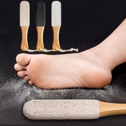 Bamboo Handle Foot File Natural Pumice Stone Pedicure Tool for Callus and Dead Skin Removal