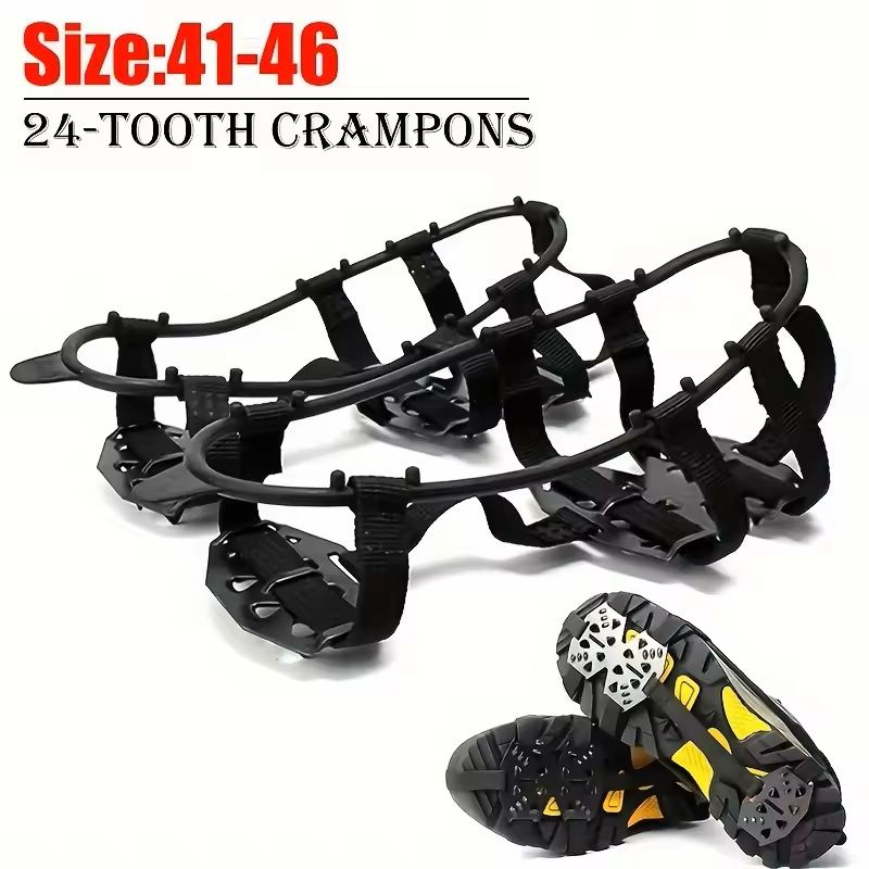 24 Tooth Heavy Duty Ice And Snow Shoe Covers AntiSlip Crampons For Hiking Walking Running And Hunti 4