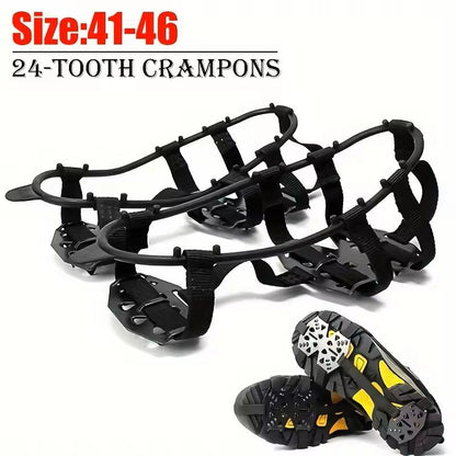 24 Tooth Heavy Duty Ice And Snow Shoe Covers AntiSlip Crampons For Hiking Walking Running And Hunti 4