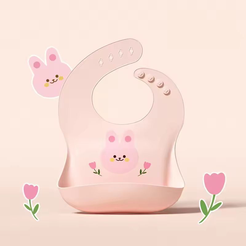 SuperSoft Silicone Baby Bib  Waterproof Cartoon Bear Adjustable Feeding Apron 3