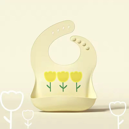 SuperSoft Silicone Baby Bib  Waterproof Cartoon Bear Adjustable Feeding Apron 4