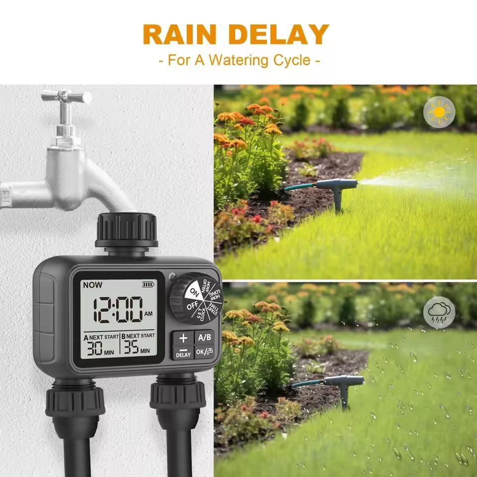 SmartDual Garden Irrigation Timer  2Outlet Digital Faucet Controller For Lawn  Garden 1