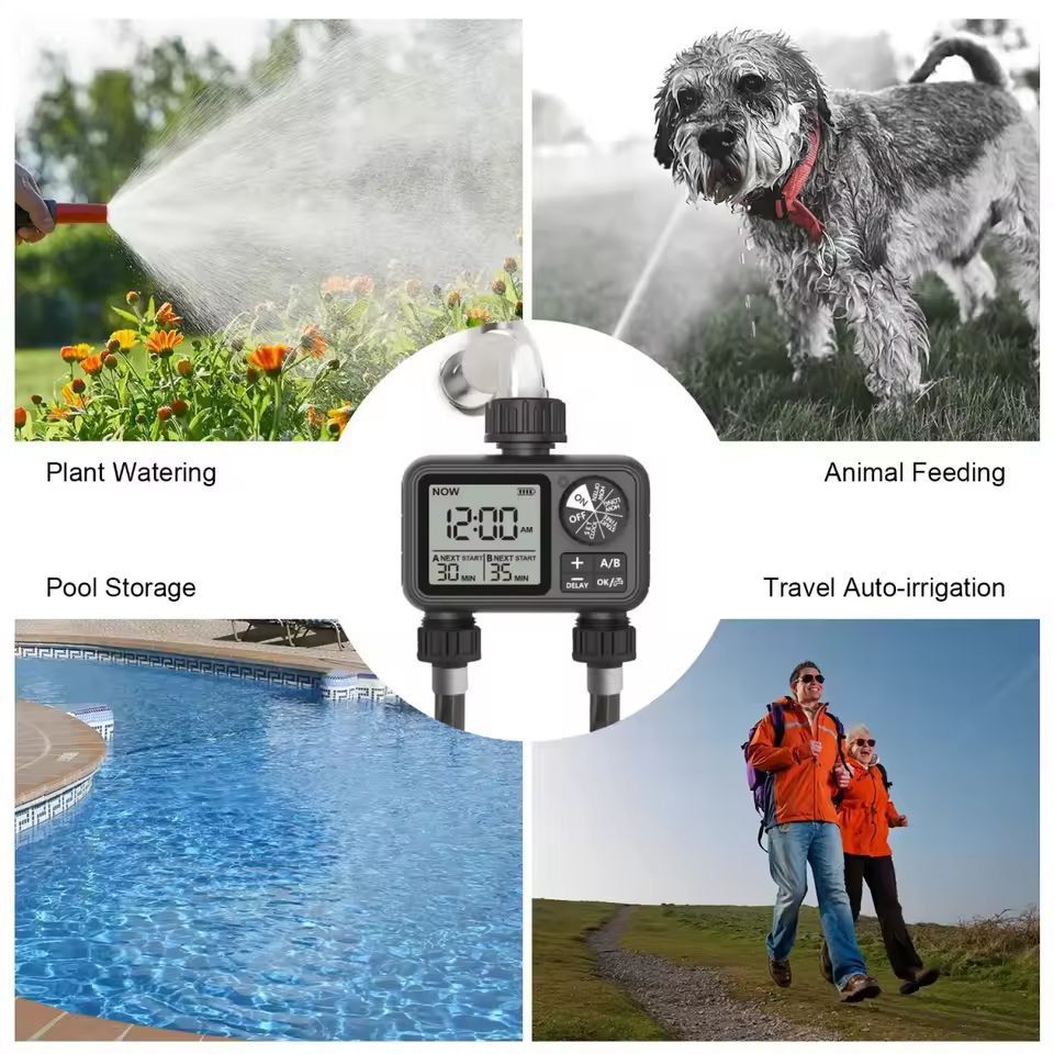 SmartDual Garden Irrigation Timer  2Outlet Digital Faucet Controller For Lawn  Garden 2