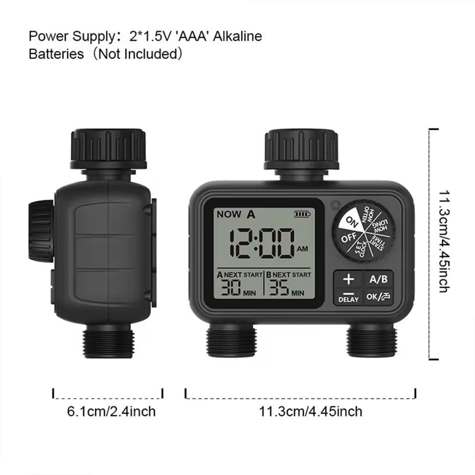 SmartDual Garden Irrigation Timer  2Outlet Digital Faucet Controller For Lawn  Garden 4