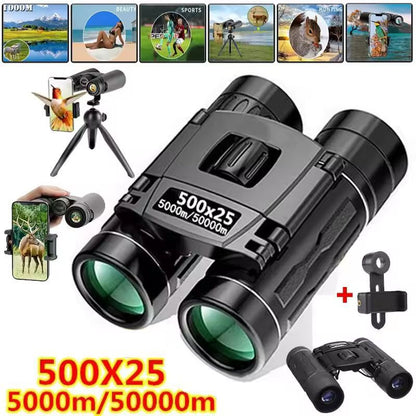 Compact Pro 500 by 25 Folding Long-Distance Vision Binoculars – Premium Portable HD Zoom Binoculars