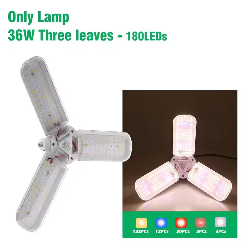 IndoorGarden Pro E27 FullSpectrum Foldable LED Grow Lamp 24 W36 W48 W 7