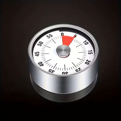 Stainless Steel Magnetic Kitchen Timer 60-Minute Mechanical Countdown for Cooking, Study & Daily Tasks