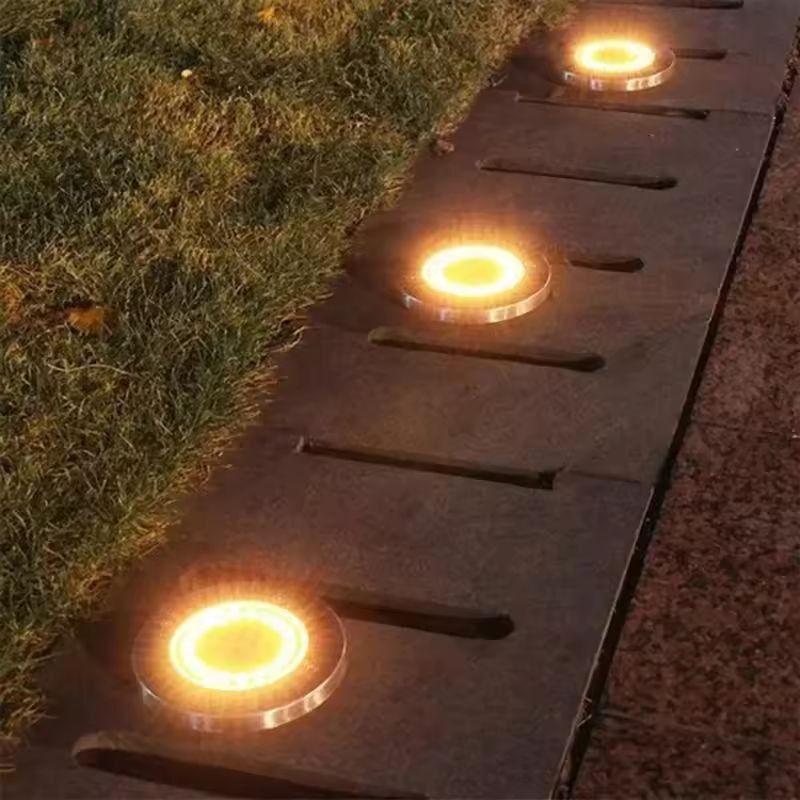 Garden Glow Solar Underground Disk Lights  8 LED  20 LED Pack Outdoor Lawn  Yard Decoration 4