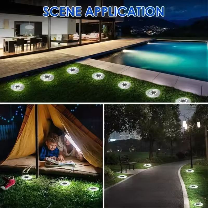 Garden Glow Solar Underground Disk Lights  8 LED  20 LED Pack Outdoor Lawn  Yard Decoration 6