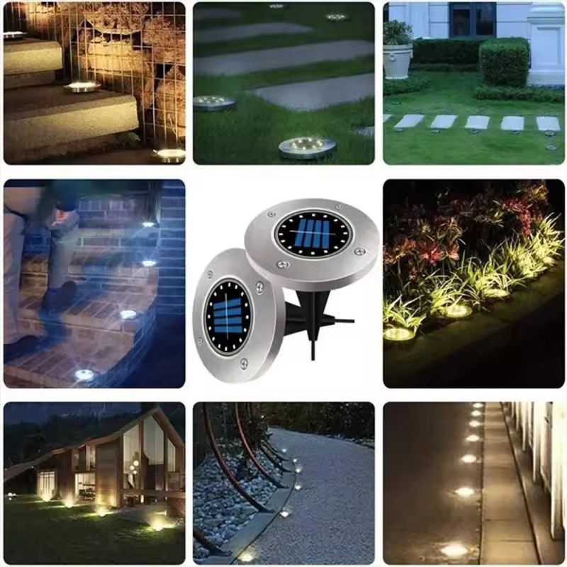 Garden Glow Solar Underground Disk Lights  8 LED  20 LED Pack Outdoor Lawn  Yard Decoration 7