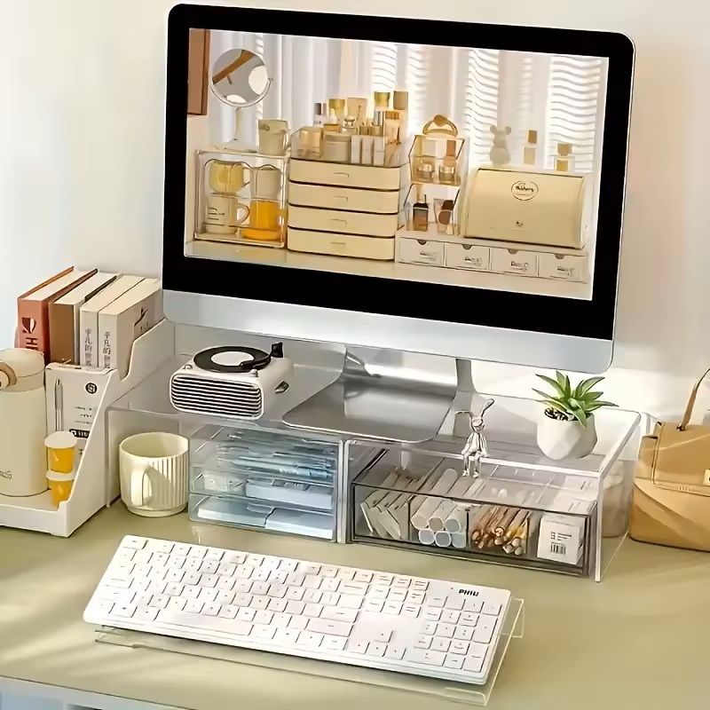 Transparent Acrylic Keyboard Stand Space Saving Desktop Lift For Keyboards  Mini Computers 2